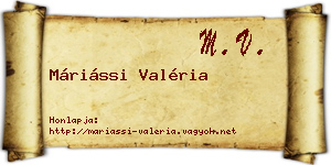 Máriássi Valéria névjegykártya